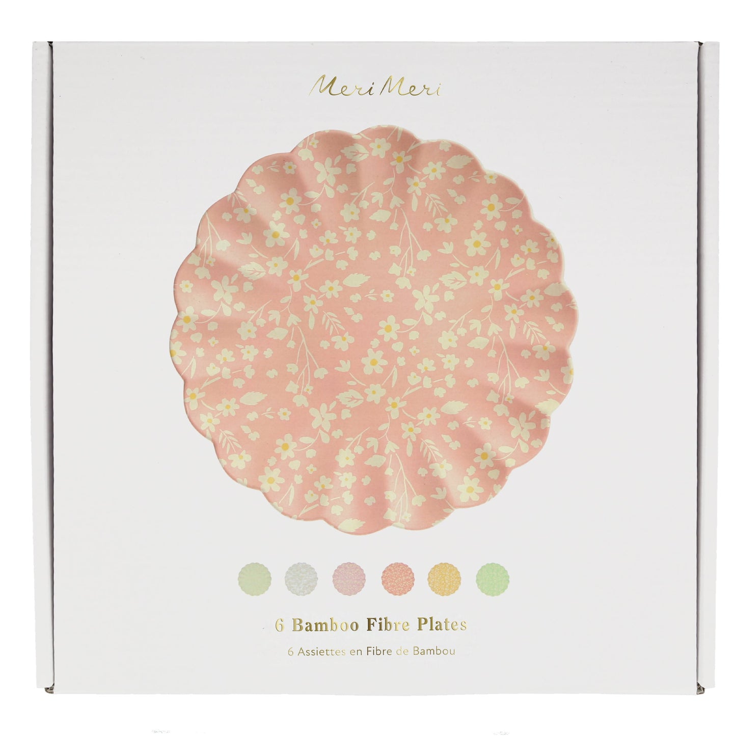Floral Assorted Bamboo Large Plates, Set of 6