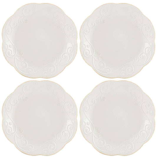 French Perle White 4-Piece Dessert Set