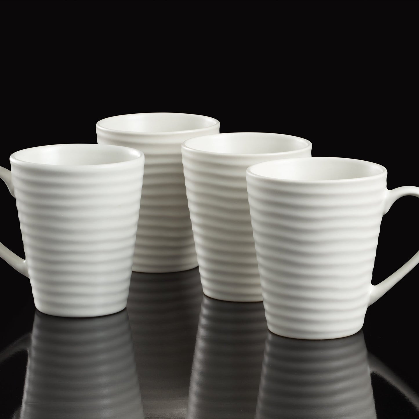 Ridge White Mugs, Set of 4
