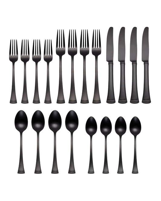 Portola Black Satin 20-Piece Flatware Set