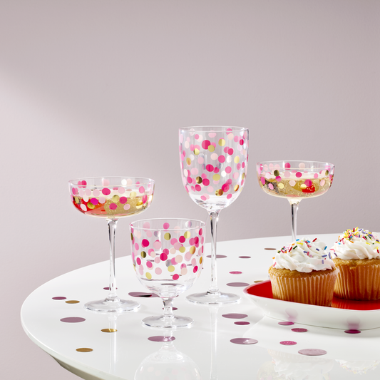 It's Raining Confetti Short Wine Glasses, Set of 4