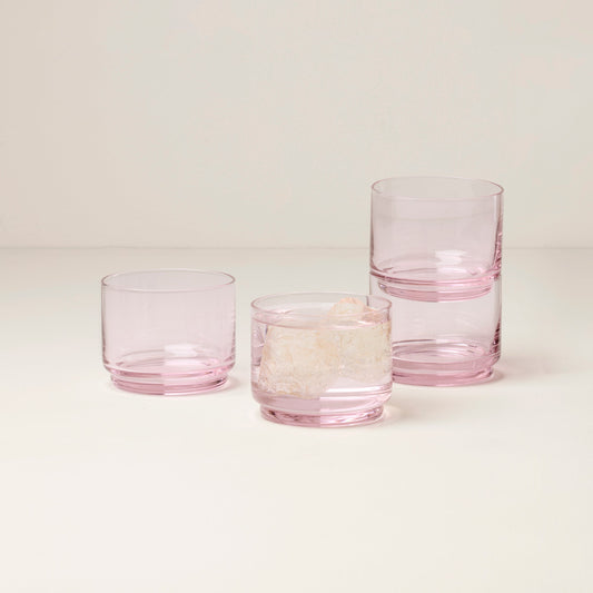 Tuscany Stackable Blush Short Glasses, Set of 4