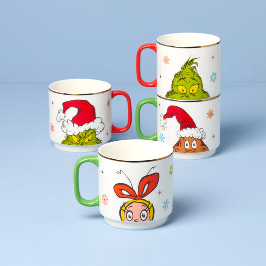 Merry Grinchmas Stackable Mugs, Set of 4