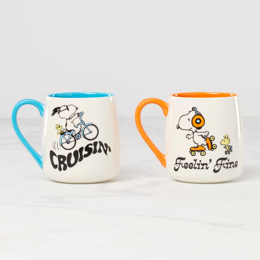Peanuts Mugs Cruisin'-Feelin' Fine, Set of 2