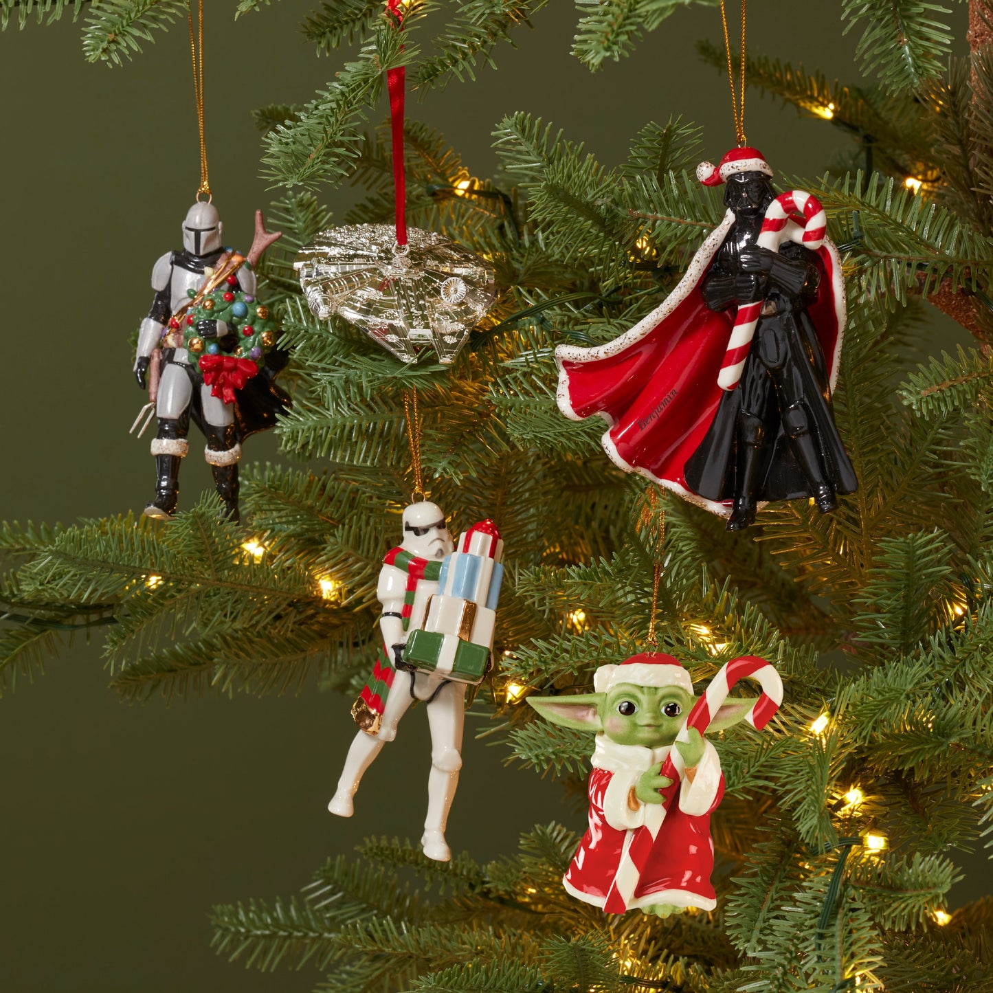 Grogu with Candy Cane Ornament