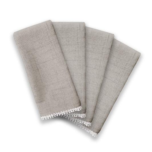 French Perle Solid Dove Grey Dinner Napkins, Set of 4