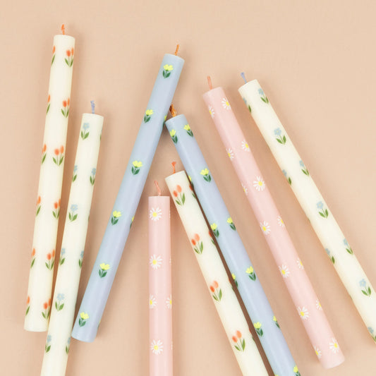 Floral Table Candles, Set of 8