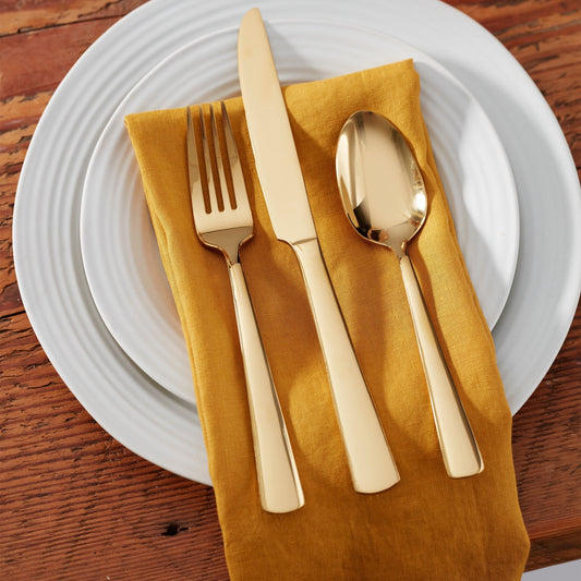 Aptitude Champagne Satin 20-Piece Flatware Set