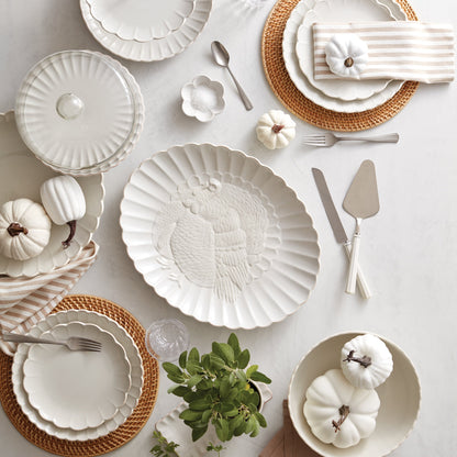 French Perle Scallop White 12-Piece Dinnerware Set