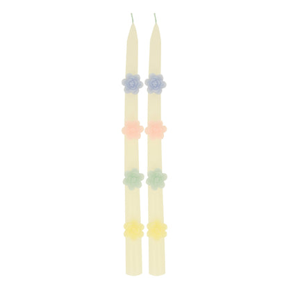Pastel Flowers Taper Candles, Set of 2