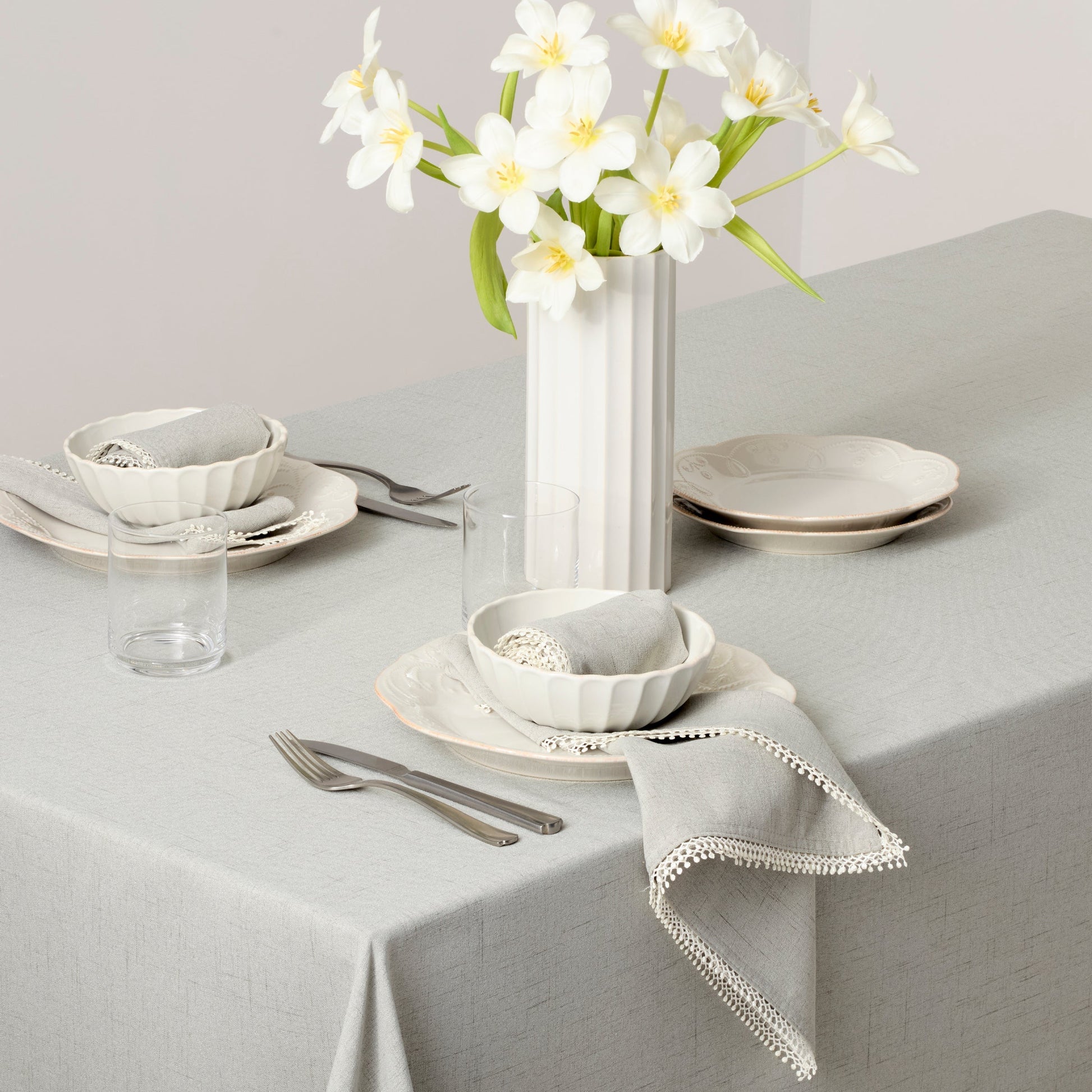 French Perle Dove Grey 60x84 Tablecloth