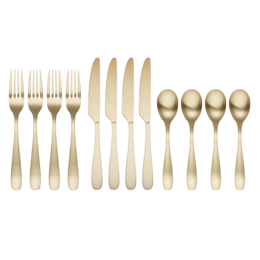 Eliana Champagne Satin 12-Piece Flatware Set