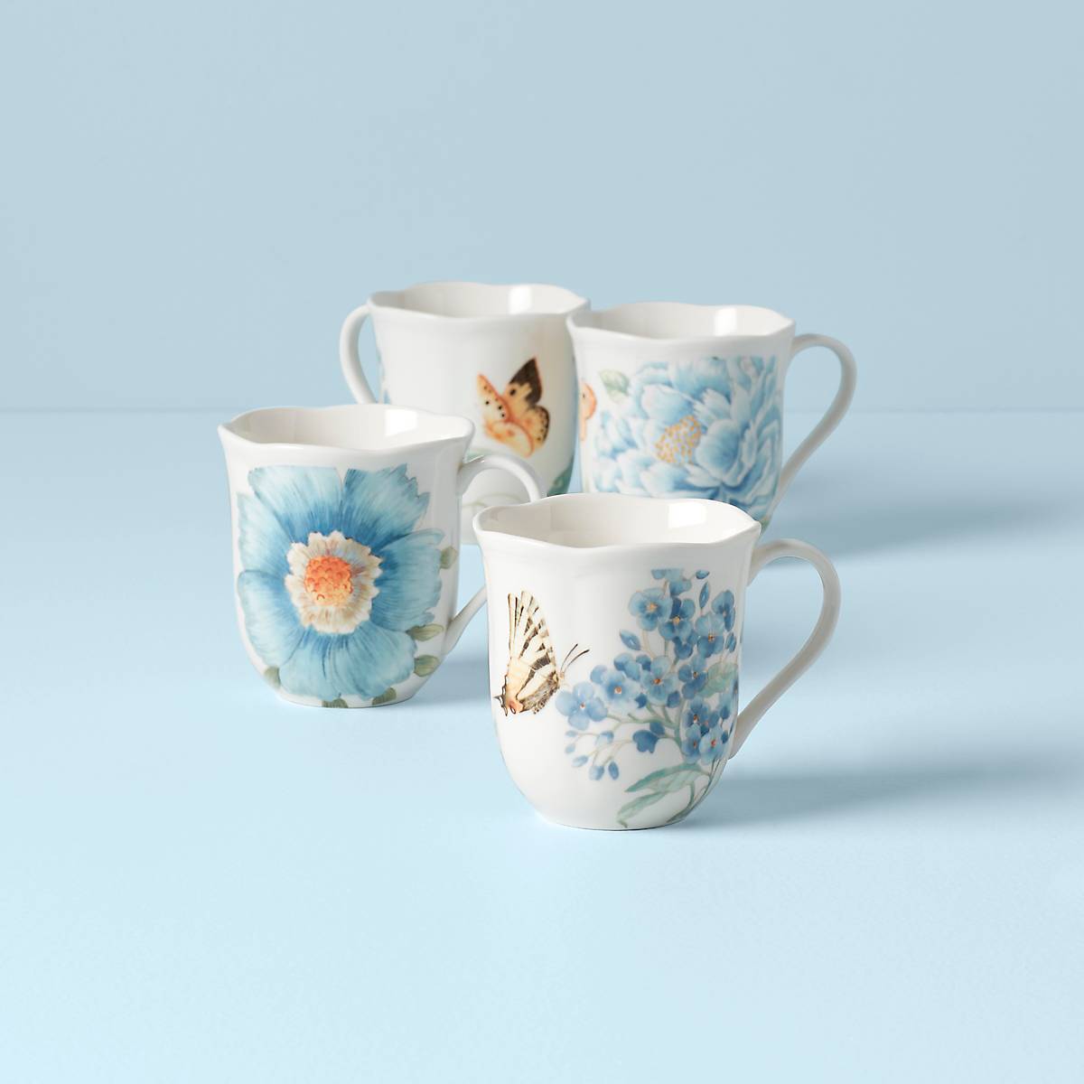 Butterfly Meadow Blue Mugs, Set of 4