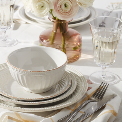 French Perle Groove White All-Purpose Bowls, Set of 4