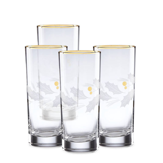 Holiday Gold Highball Glasses, Set of 4