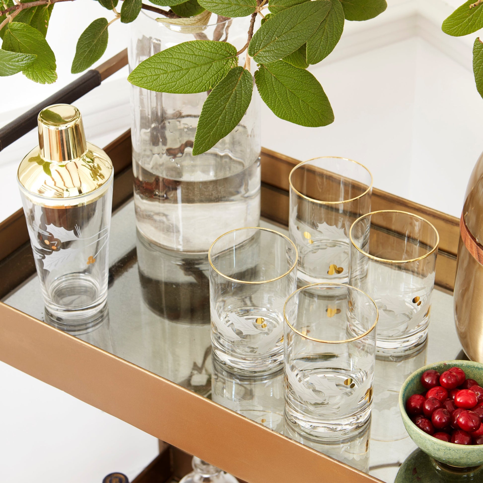 Holiday Gold Double Old-Fashioned Glasses, Set of 4