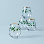 Holiday Stemless Wine Glasses, Set of 4