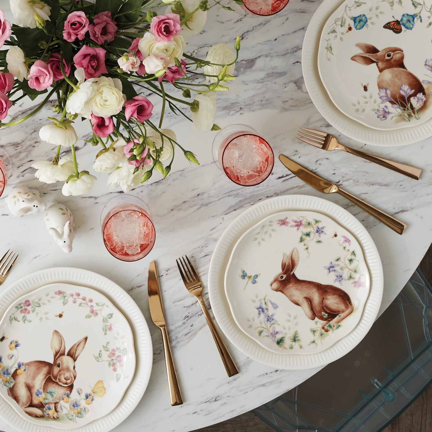 Butterfly Meadow Bunny Accent Plates, Set of 4