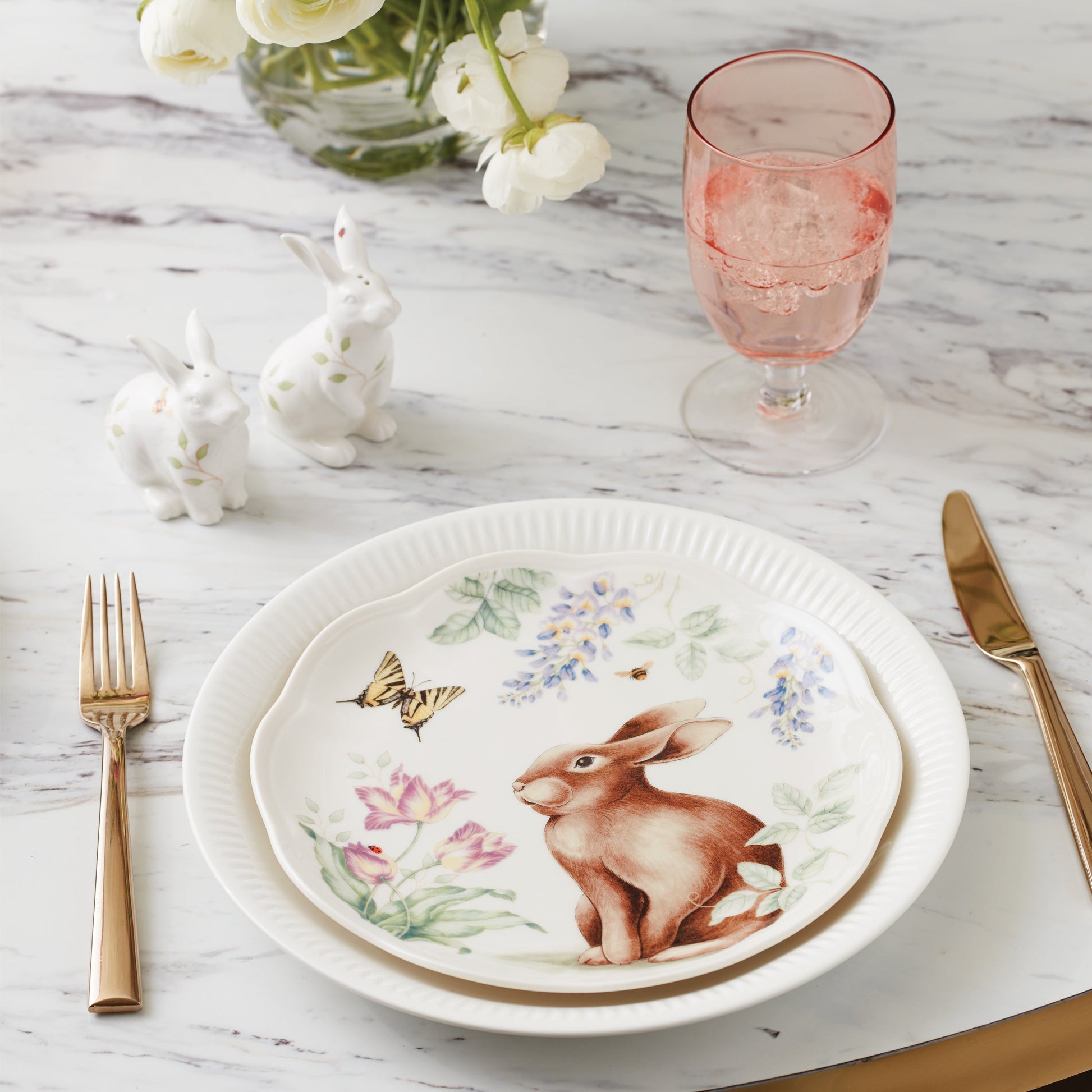 Butterfly Meadow Bunny Accent Plates, Set of 4