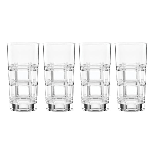 Hudson Crystal Highball Glasses, Set of 4