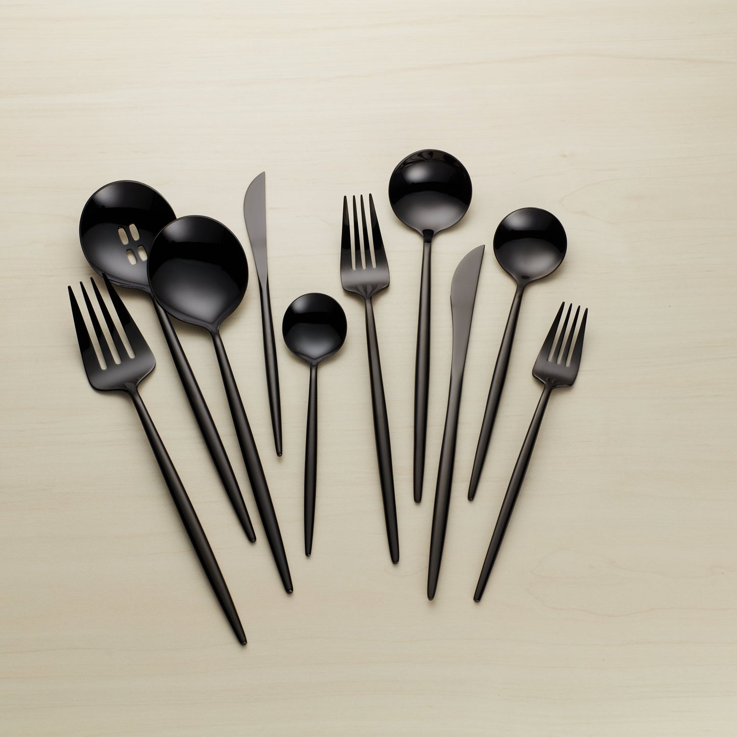 Zephyr Black Mirror 45-Piece Flatware Set