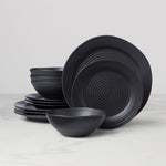 Ridge Black 12-Piece Dinnerware Set