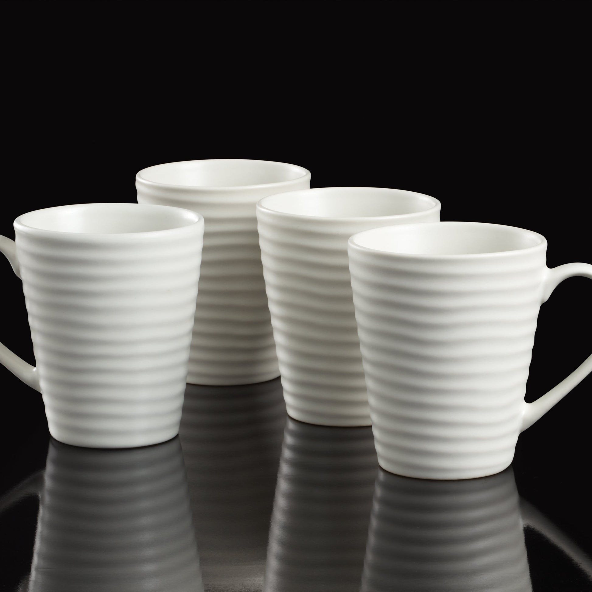 Ridge White Mugs, Set of 4