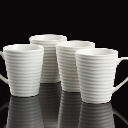 Ridge White Mugs, Set of 4