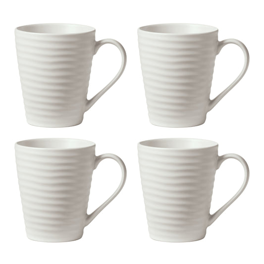 Ridge White Mugs, Set of 4