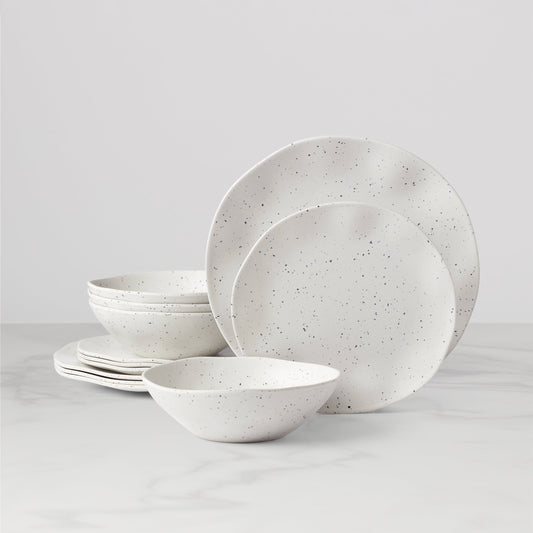 Terrazzo Melamine Cream 12-Piece Dinnerware Set