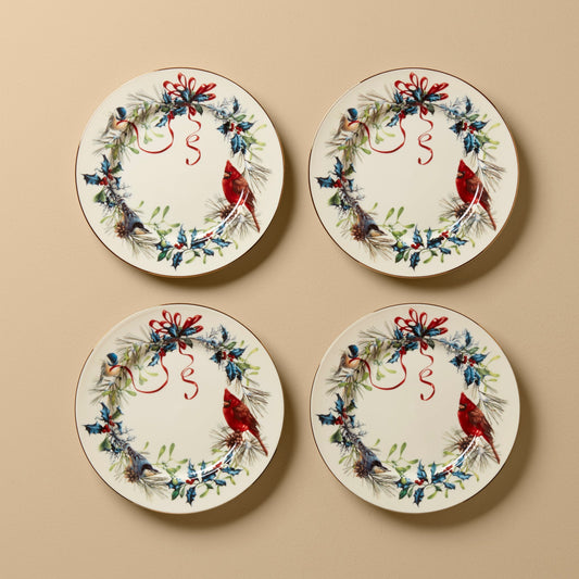 Winter Greetings Salad Plates, Set of 4