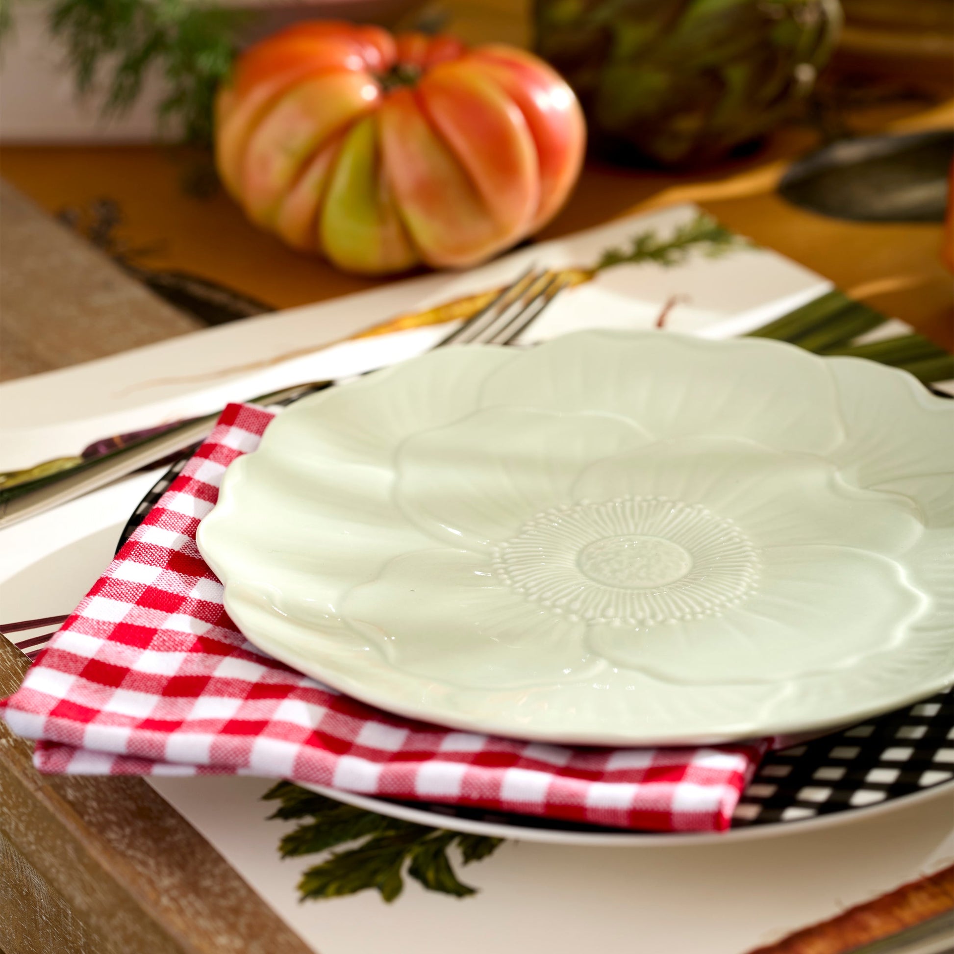 Gingham Black Dinner Plates, Set of 4