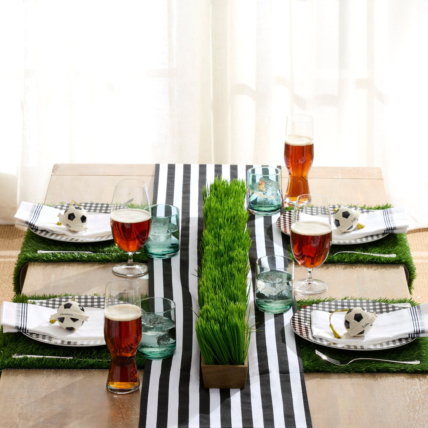 Gingham Black Dinner Plates, Set of 4