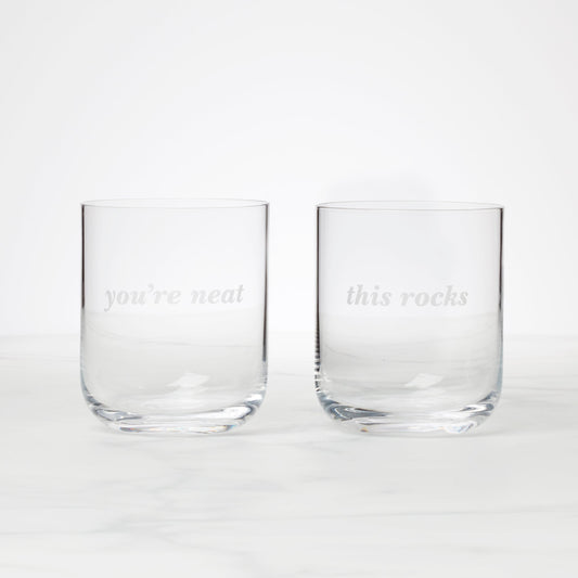 This Rocks & You're Neat Double Old-Fashioned Glasses, Set of 2