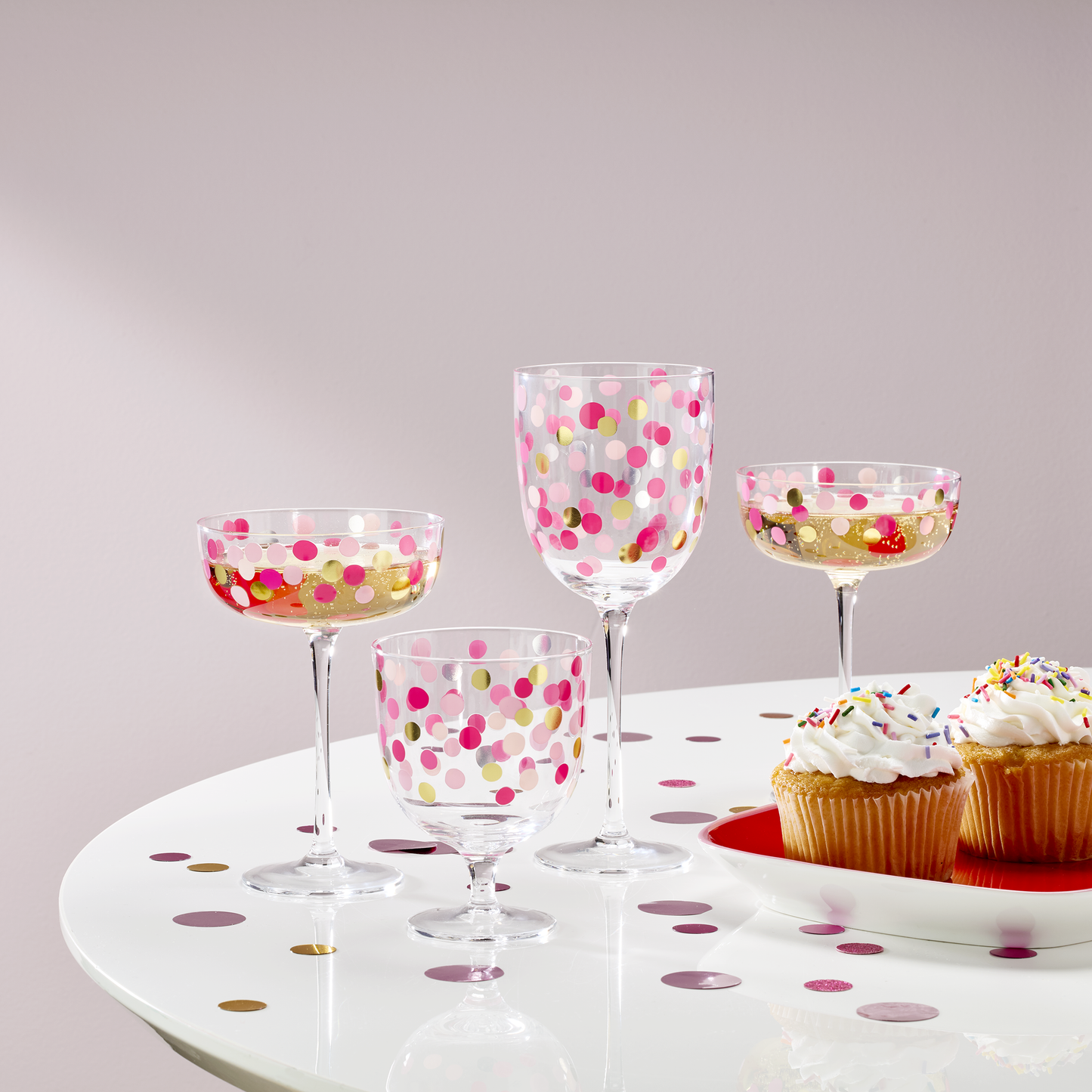 It's Raining Confetti Short Wine Glasses, Set of 4