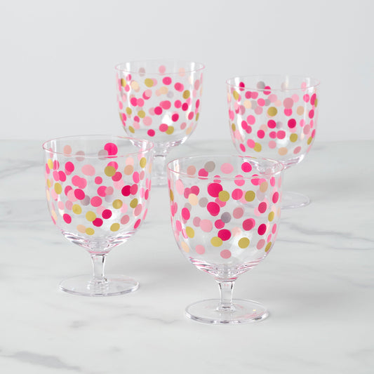 It's Raining Confetti Short Wine Glasses, Set of 4