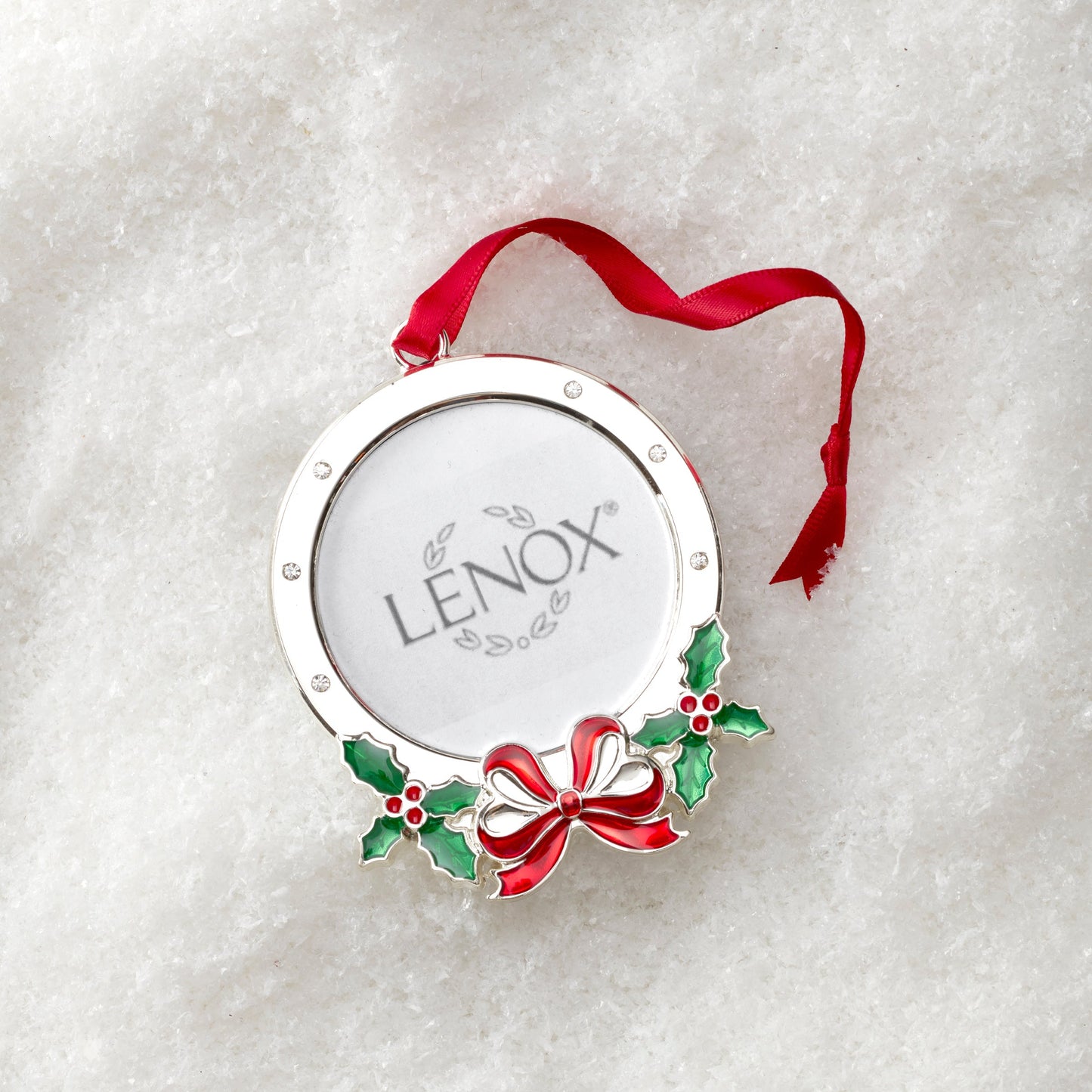 Holly Photo Frame Silverplate Ornament