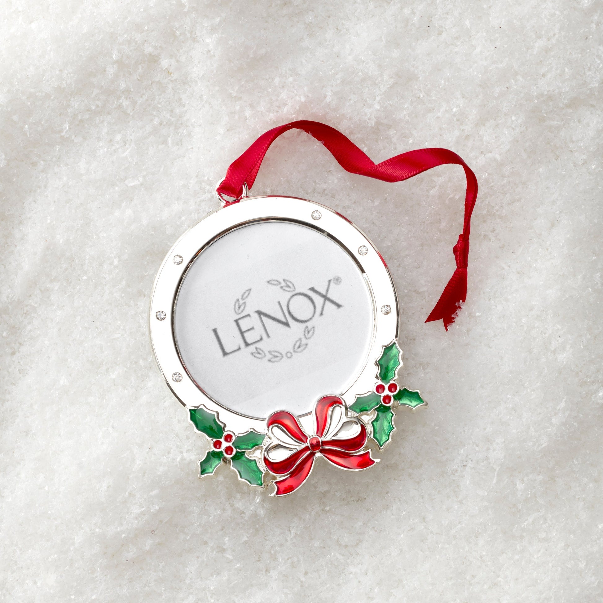 Holly Photo Frame Silverplate Ornament