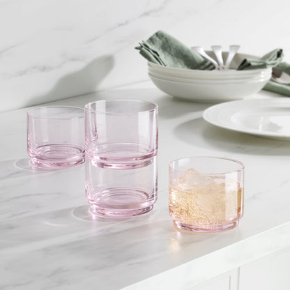 Tuscany Stackable Blush Short Glasses, Set of 4