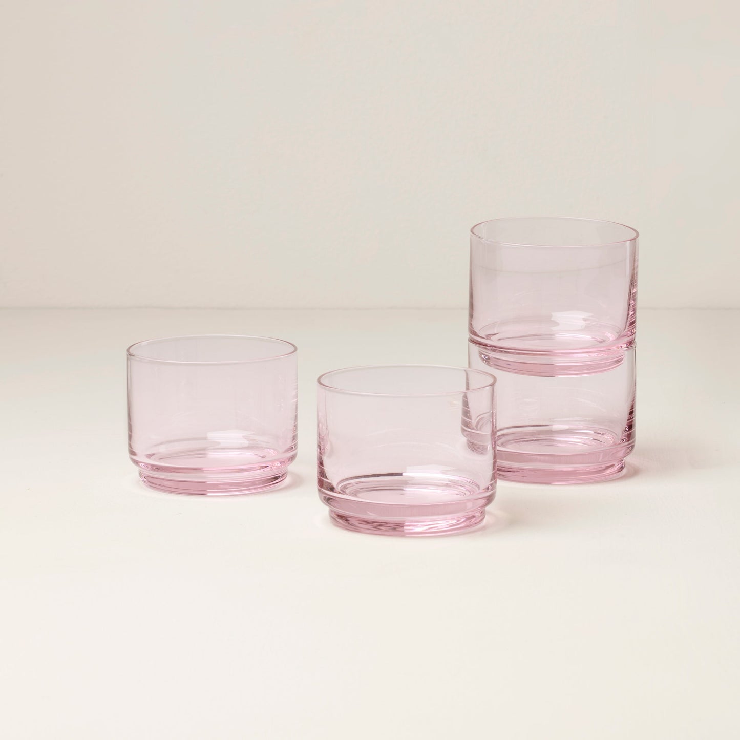 Tuscany Stackable Blush Short Glasses, Set of 4