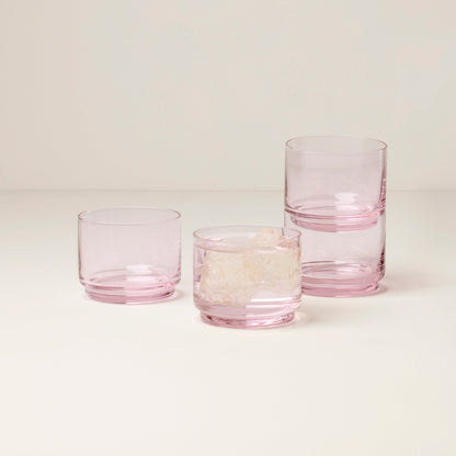 Tuscany Stackable Blush Short Glasses, Set of 4