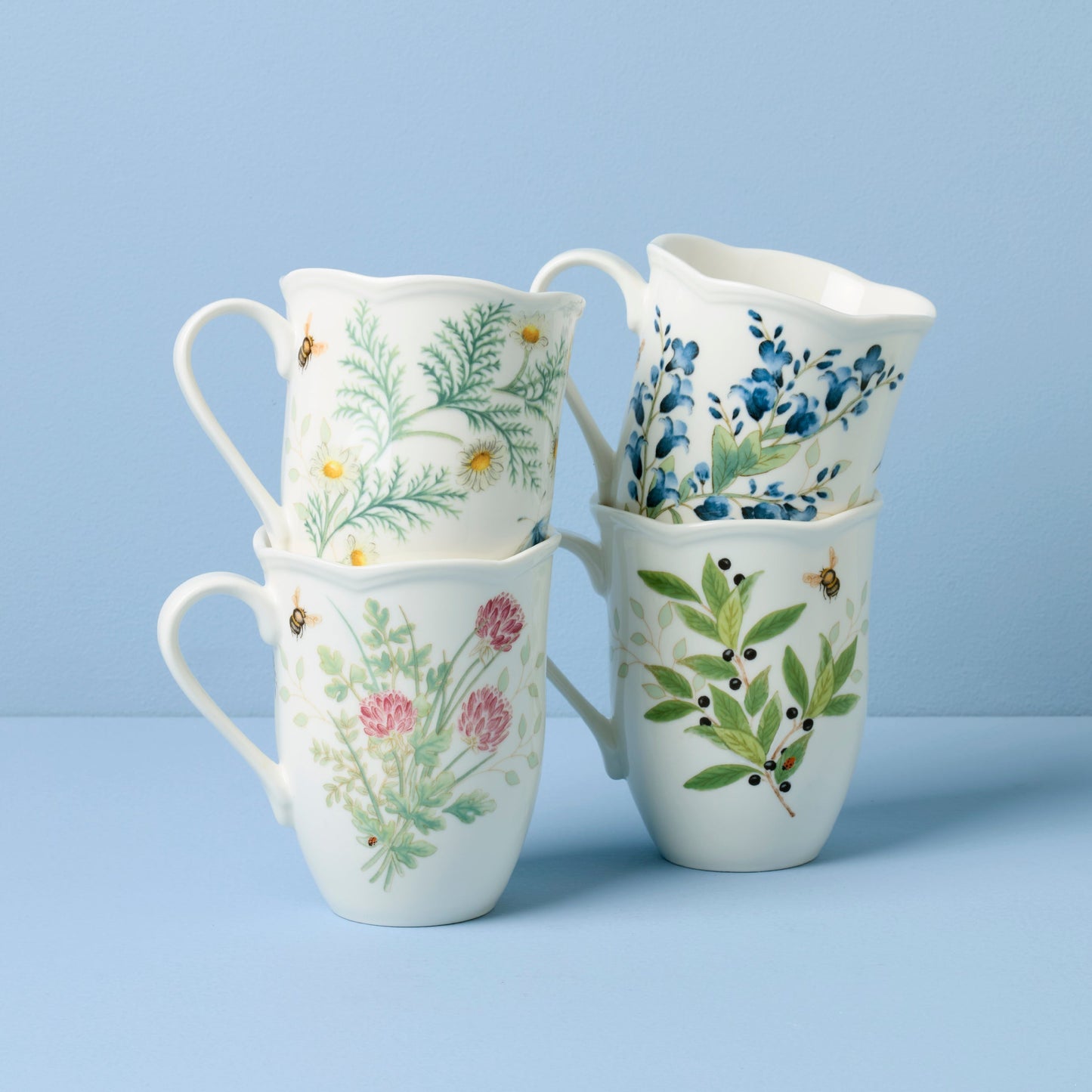Butterfly Meadow Herbs Mugs, Set of 4