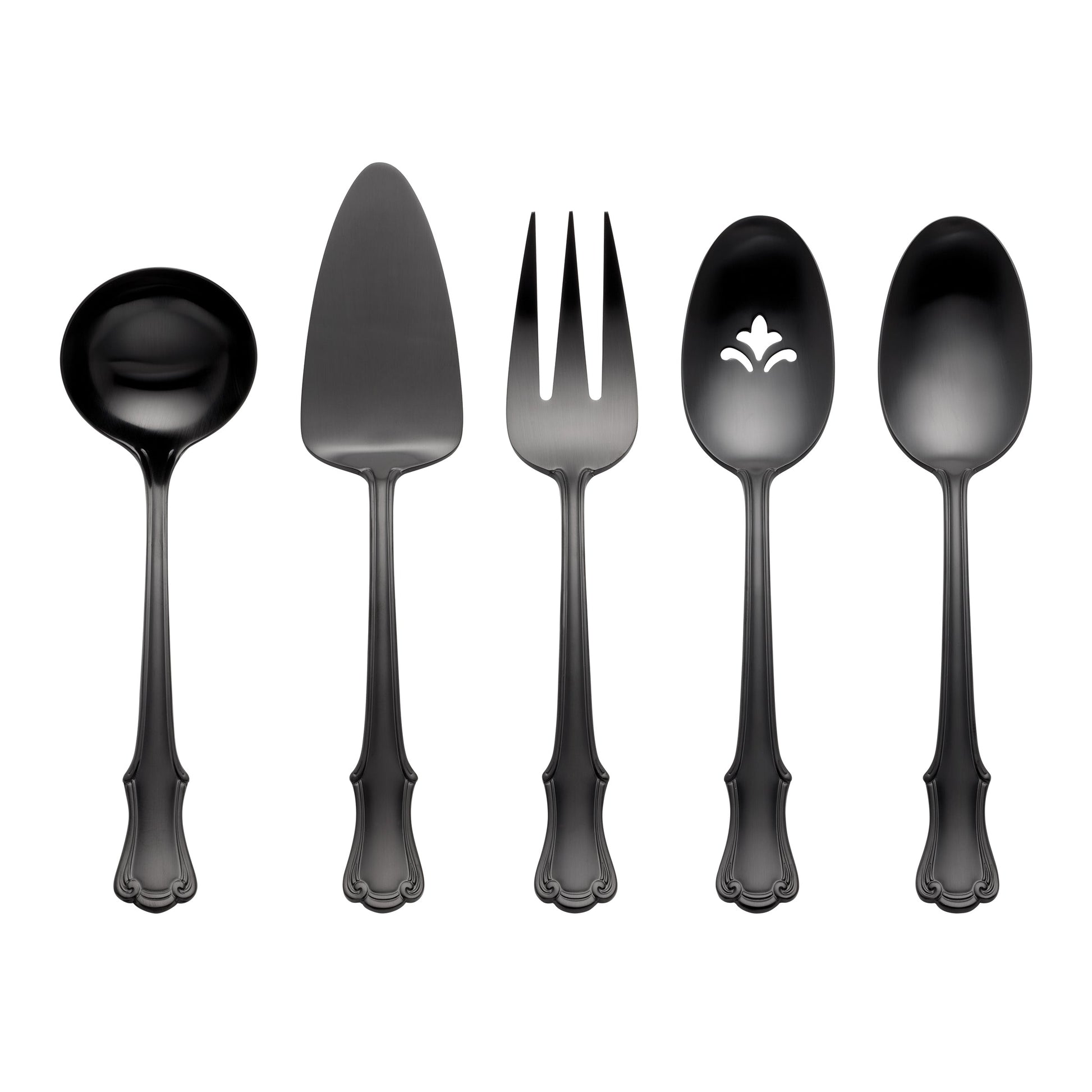 James Street Black Satin 5-Piece Hostess Set