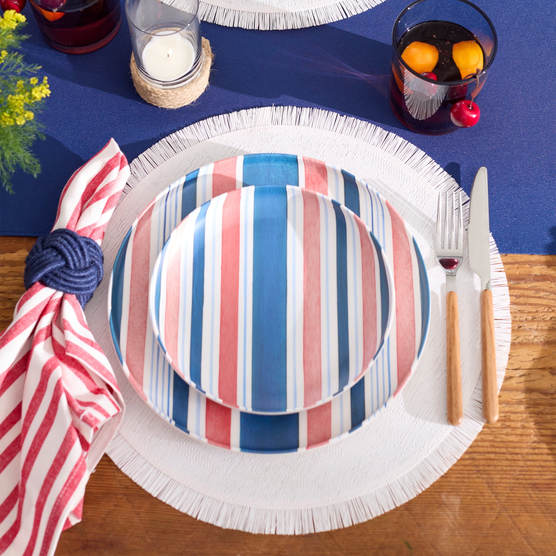 24 Seven Melamine Stripe 12-Piece Dinnerware Set