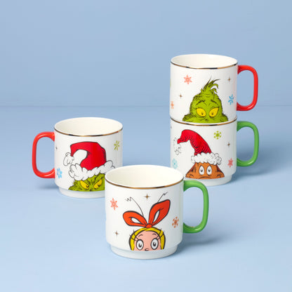 Merry Grinchmas Stackable Mugs, Set of 4