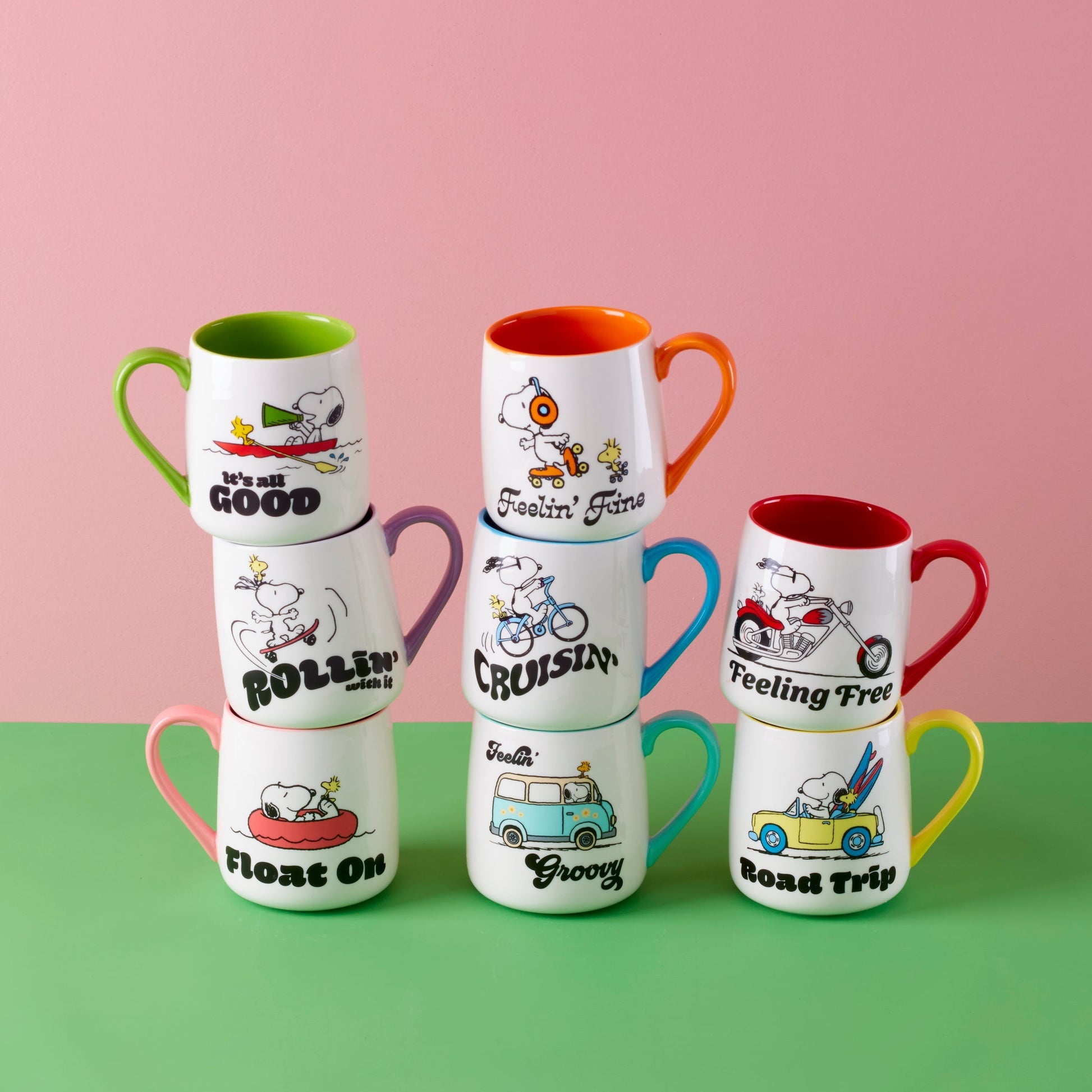 Peanuts Mugs Road Trip-Float On, Set of 2