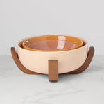 24 Seven Sunbaked 3-Piece Nesting Bowl Set with Wood Stand