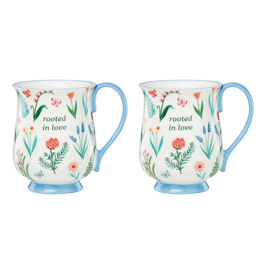 First Blooms Blue Mugs, Set of 2