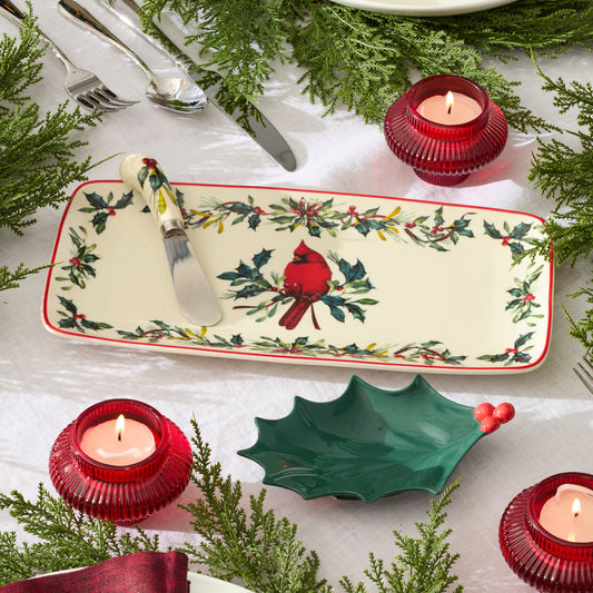 Winter Greetings Tray Set with Spreader 3 Piece Set