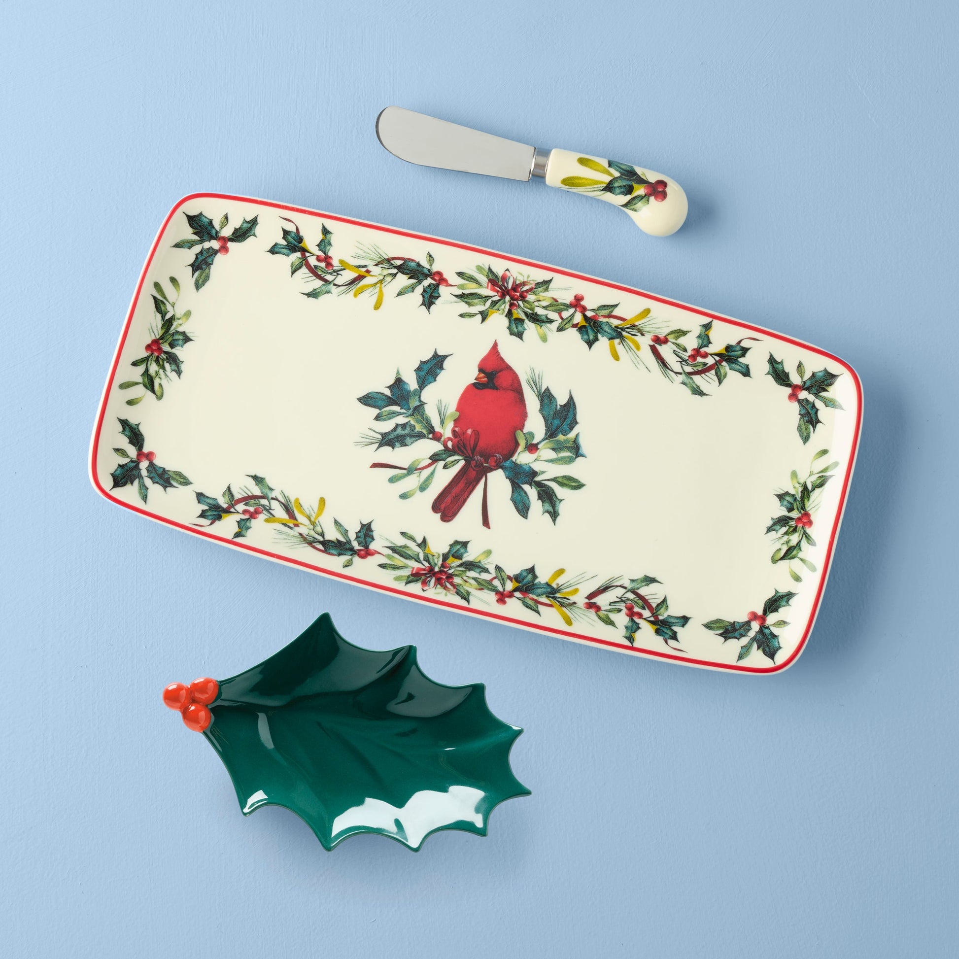 Winter Greetings Tray Set with Spreader 3 Piece Set